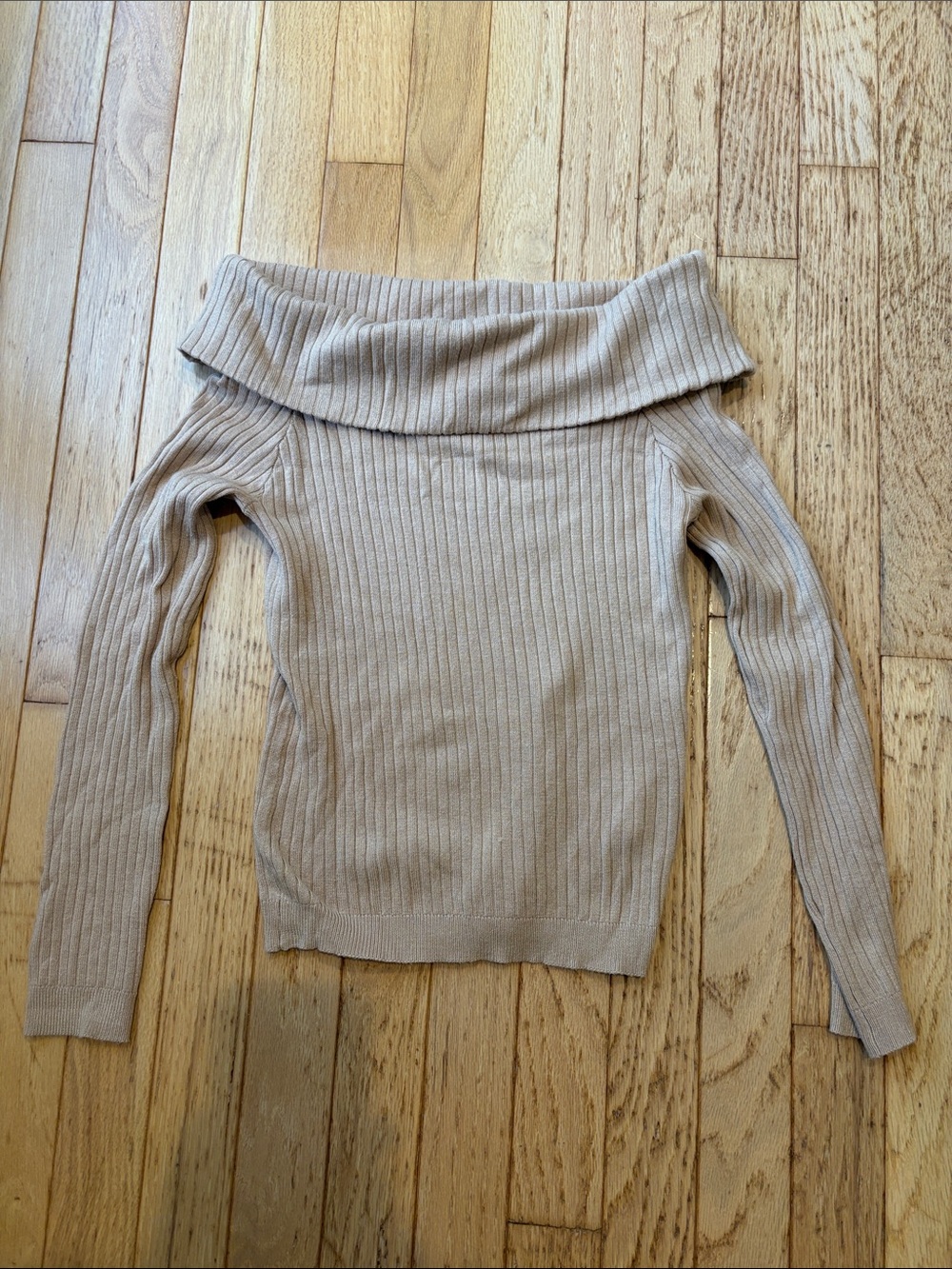 H&M Divided Off-Shoulder Ribbed Sweater - Beige